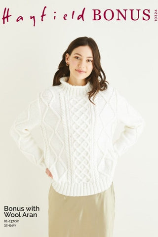 Hayfield Bonus Aran Pattern 10324 - Sweater