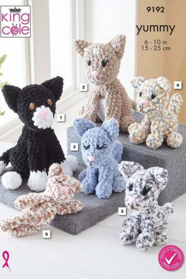 King Cole Yummy Pattern 9192 - Crochet Cats