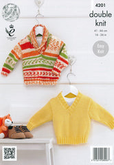 King Cole Cherished and Cherish DK Pattern 4201 - Boys Sweater and Tank Top