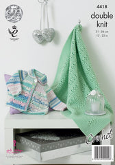 King Cole Cherish & Cherished DK Pattern 4418 - Crochet Coat & Blanket