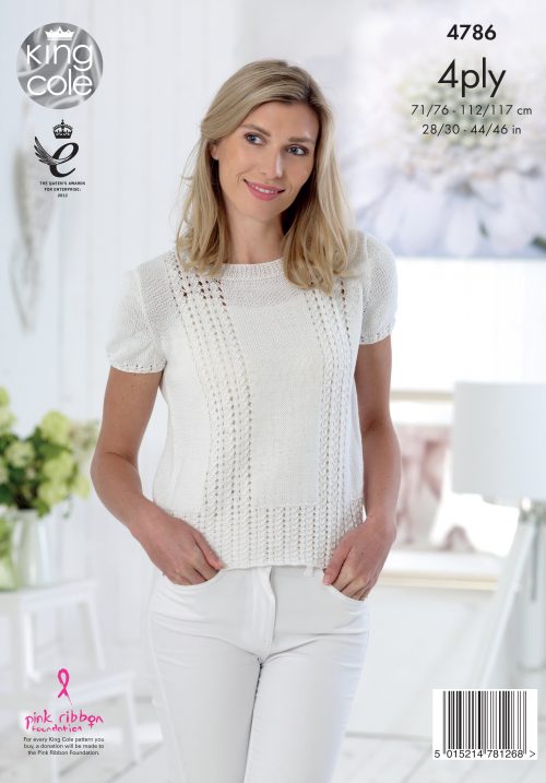 King Cole Giza Cotton & Sorbet 4 Ply Pattern 4786 - Tops