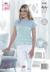 King Cole Giza Cotton & Sorbet 4 Ply Pattern 5143 -  V Neck & Wide Neck Tops