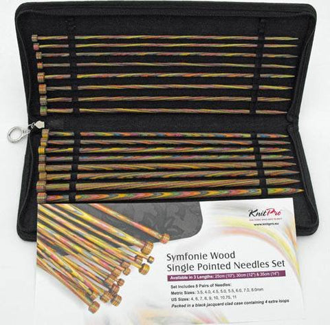 KnitPro Symfonie Wood Straight Single Point Knitting Needle Set 14" 35cm length