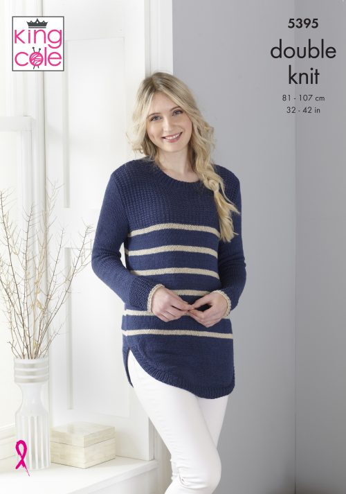 King Cole Finesse Cotton Silk DK Pattern 5395 - Tunic & Cardigan