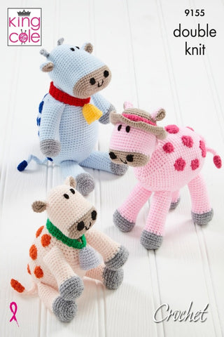 King Cole Big Value DK Pattern 9155 - Amigurumi Crocheted Cows
