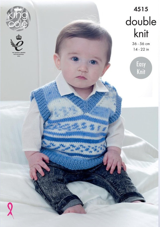 King Cole Cherish & Cherished DK Pattern 4515 - Slipovers