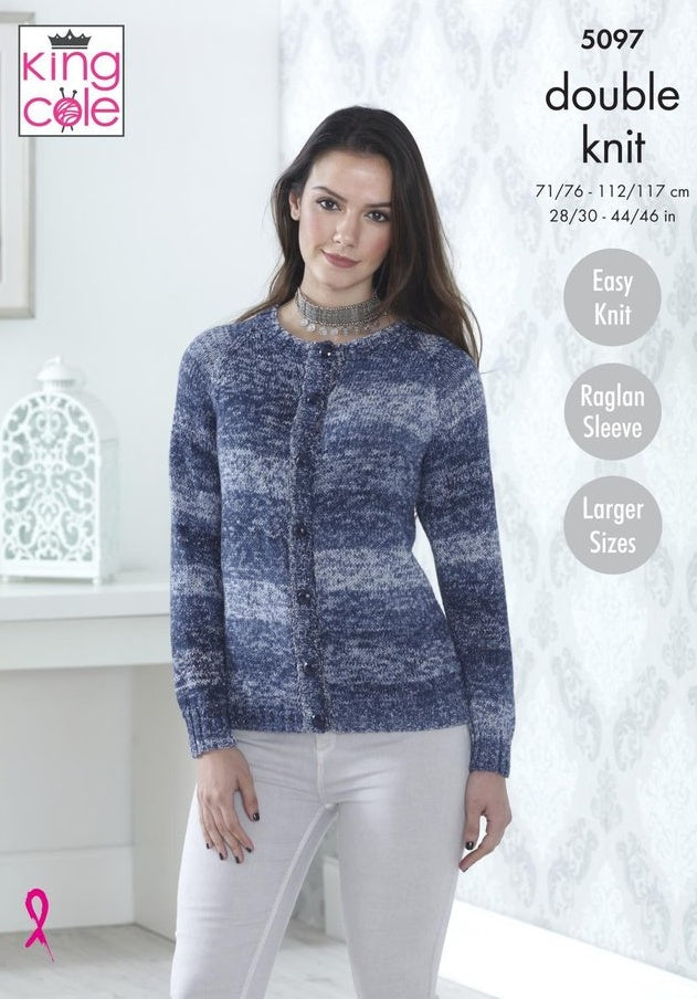 King Cole Vogue DK Pattern 5097 - Cardigan & Short Sleeved Sweater - NOW €1.00