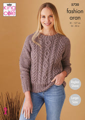 King Cole Fashion Aran Pattern 5720  Sweater & Cardigan