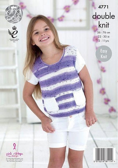 King Cole Cottonsoft Crush DK Pattern 4771 - Girls' Tops