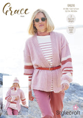 Stylecraft Grace Aran Pattern 9926 - Cardigan, Hat & Scarf