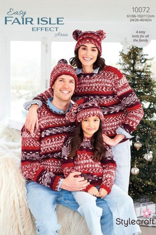 Stylecraft Easy Fair Isle Effect Aran Pattern 10072 - Sweater & Hats