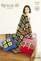 Stylecraft Squeeze Me DK Pattern 10078 - Crochet Blanket & Cushions