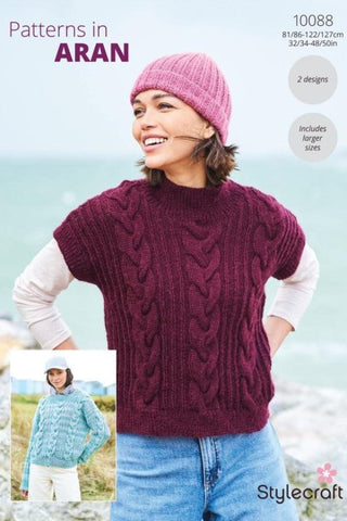 Stylecraft Impressions & Grace Aran Pattern 10088 - Sweater & Tank Top