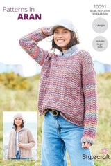 Stylecraft Impressions & Grace Aran Pattern 10091 - Sweater & Cardigan