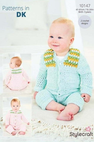 Stylecraft Squeeze Me DK Pattern 10147 - Crochet Onesies