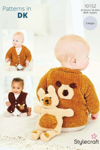 Stylecraft Squeeze Me DK Pattern 10152 - Cardigan, Waistcoat & Toy