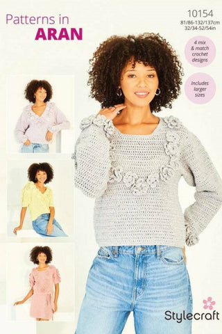 Stylecraft Soft Pastels Aran Pattern 10154 - Crochet Sweaters