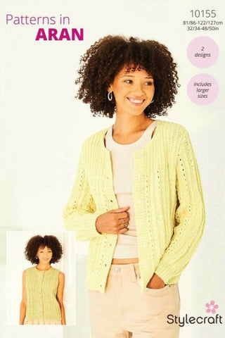Stylecraft Soft Pastels Aran Pattern 10155 - Cardigan & Waistcoat