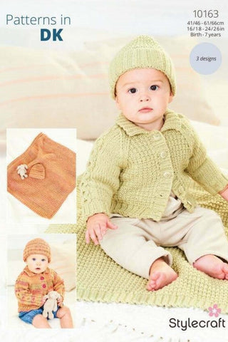 Stylecraft Soft Baby Easy Stripes & Bambino DK Pattern 10163 - Cardigan, Hat & Blanket