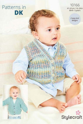Stylecraft Soft Baby Easy Stripes & Bambino DK Pattern 10166 - Cardigan & Waistcoat
