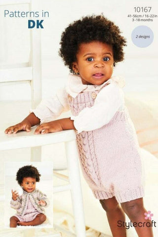 Stylecraft Soft Baby Easy Stripes & Bambino DK Pattern 10167 - Dungarees & Cardigan