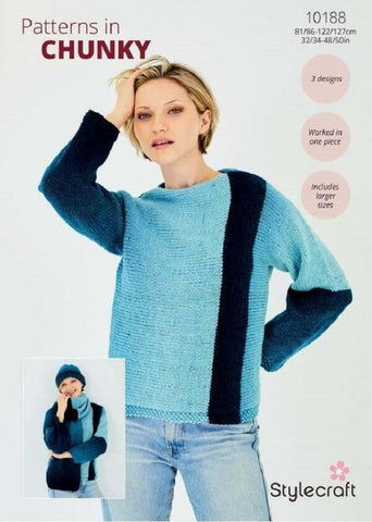 Stylecraft Horizon Chunky Pattern 10188 - Sweater, Hat & Scarf