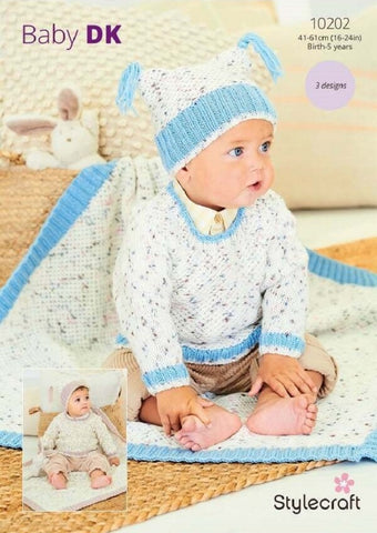 Stylecraft Bambino Dotty & Bambino DK Pattern 10202 - Sweater, Hat & Blanket