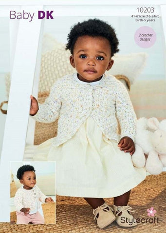 Stylecraft Bambino Dotty DK Pattern 10203 - Crochet Cardigans