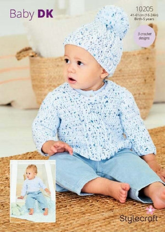 Stylecraft Bambino Dotty DK Pattern 10205 - Crochet Sweater, Hat & Blanket