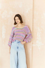 Stylecraft Cotton Twist DK & Colour Burst DK Pattern 10207 - Crochet Cropped Top & Sweater