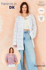 Stylecraft Cotton Twist DK & Colour Burst DK Pattern 10211 - Cardigan & Coat