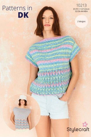 Stylecraft Cotton Twist DK & Colour Burst DK Pattern 10213 - Tops