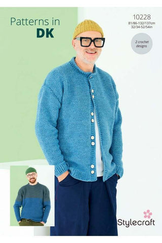 Stylecraft Bambino & Highland Heathers DK Pattern 10228 - Men's Crochet Sweater & Cardigan