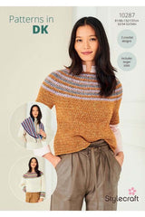 Stylecraft Naturals Pure Wool & Life DK Pattern 10287 Crochet Sweater, Top & Cowl