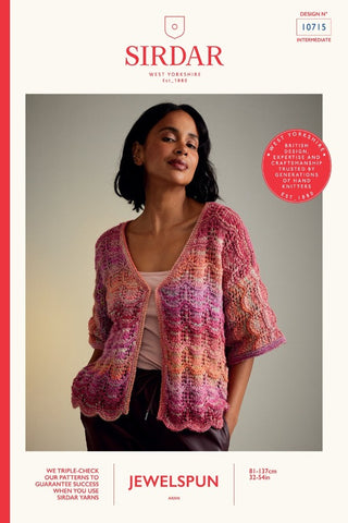 Sirdar Jewelspun Aran Pattern 10715 - Hot House Flowers Cardigan