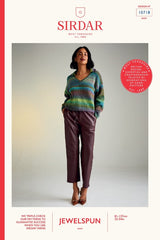 Sirdar Jewelspun Aran Pattern 10718 - Midnight Garden Sweater