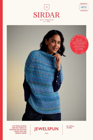 Sirdar Jewelspun Aran Pattern 10721 - Bellflower Poncho