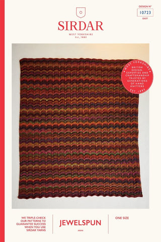 Sirdar Jewelspun Aran Pattern 10723 - Rippling Meadow Blanket