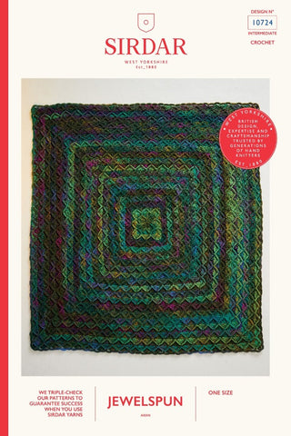 Sirdar Jewelspun Aran Pattern 10724 - Crochet Ornamental Blanket
