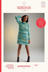 Sirdar Jewelspun Aran Pattern 10726 - Wildflower Roll Neck Crochet Dress