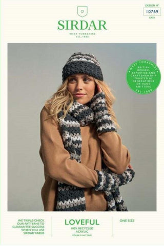Sirdar Loveful DK Pattern 10769 - Sea Level Crochet Scarf Set
