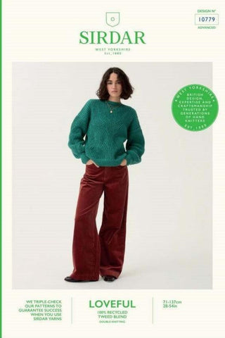 Sirdar Loveful Tweed DK Pattern 10779 - Button Cuff Sweater