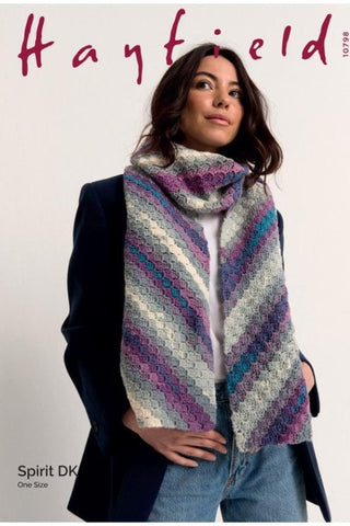 Sirdar Hayfield Spirit DK Pattern 10798 - Crochet Scarf