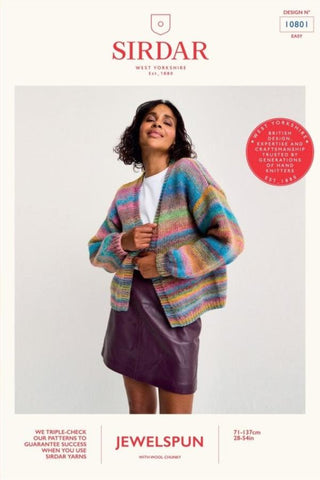 Sirdar Jewelspun with Wool Chunky Pattern 10801 - Healing Crystal Cardigan