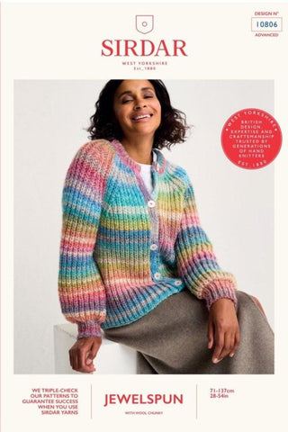 Sirdar Jewelspun with Wool Chunky Pattern 10806 - Metaphoric Cardigan