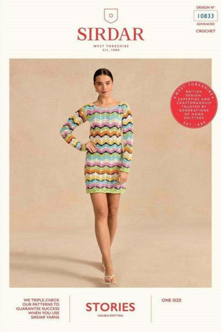Sirdar Stories DK Pattern 10833 - Cheeky Chevron Crochet Mini Dress