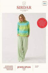 Sirdar Jewelspun Ombre Aran Pattern 10841 - Round The Raglan Sweater