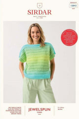 Sirdar Jewelspun Ombre Aran Pattern 10843 - To A Tee Knitted Top