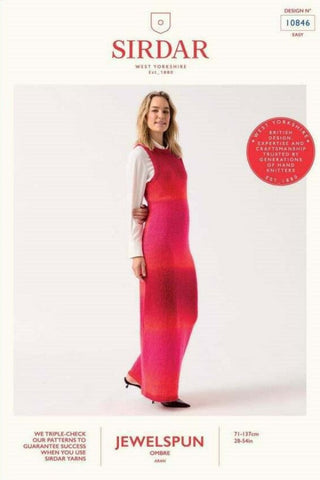 Sirdar Jewelspun Ombre Aran Pattern 10846 - Sleek Sleeveless Maxi Dress