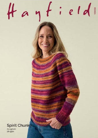Hayfield Spirit Chunky Pattern 10858 - Top-Down Sweater